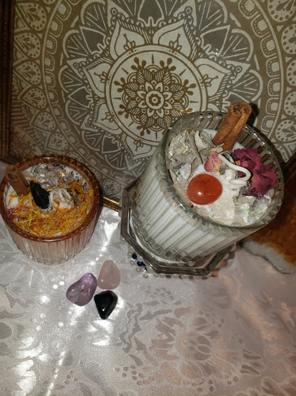 Custom Intention Candles with Crystals.