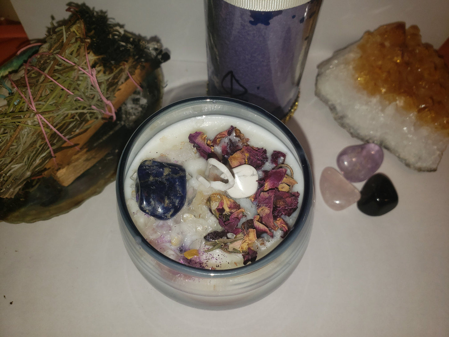 Custom Intention Candles with Crystals.